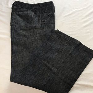 Gap Premium Dressy Jeans Wide Leg Dark Blue Size 6 Lots of Stretch 16% Elastin